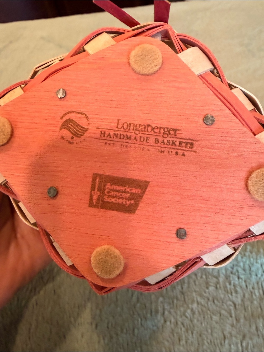 Longaberger American Cancer Society Pink Ribbon Handmade Basket USA - Picture 3 of 8
